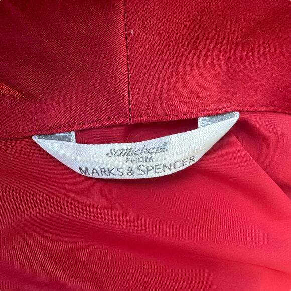 St. Michael M&S 10/12 Red Satin Look Maxi Robe Dressing Gown Shawl Collar UK - Picture 8 of 9